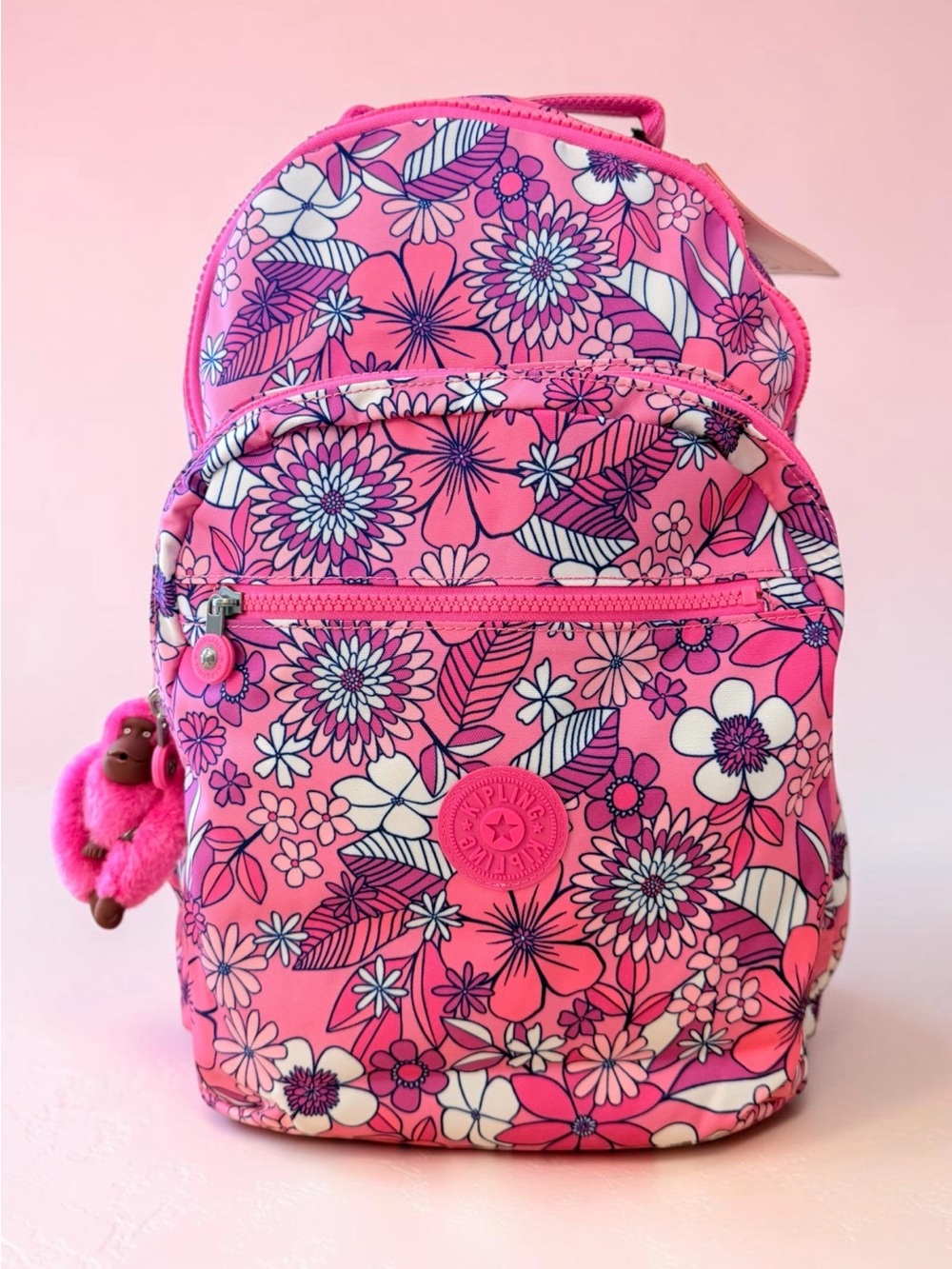 Kipling Seoul School Large 15" Backpack Whimsy Wildflower